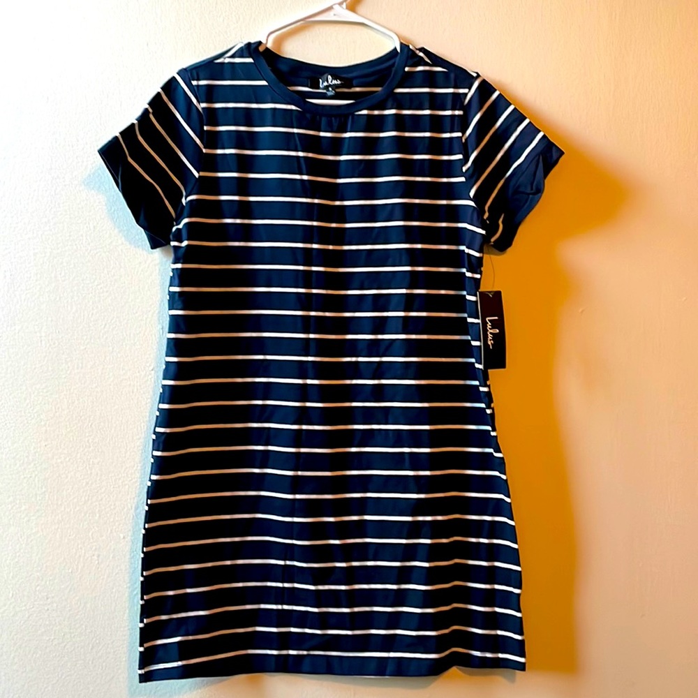 Lulus size small navy dress with white stripes